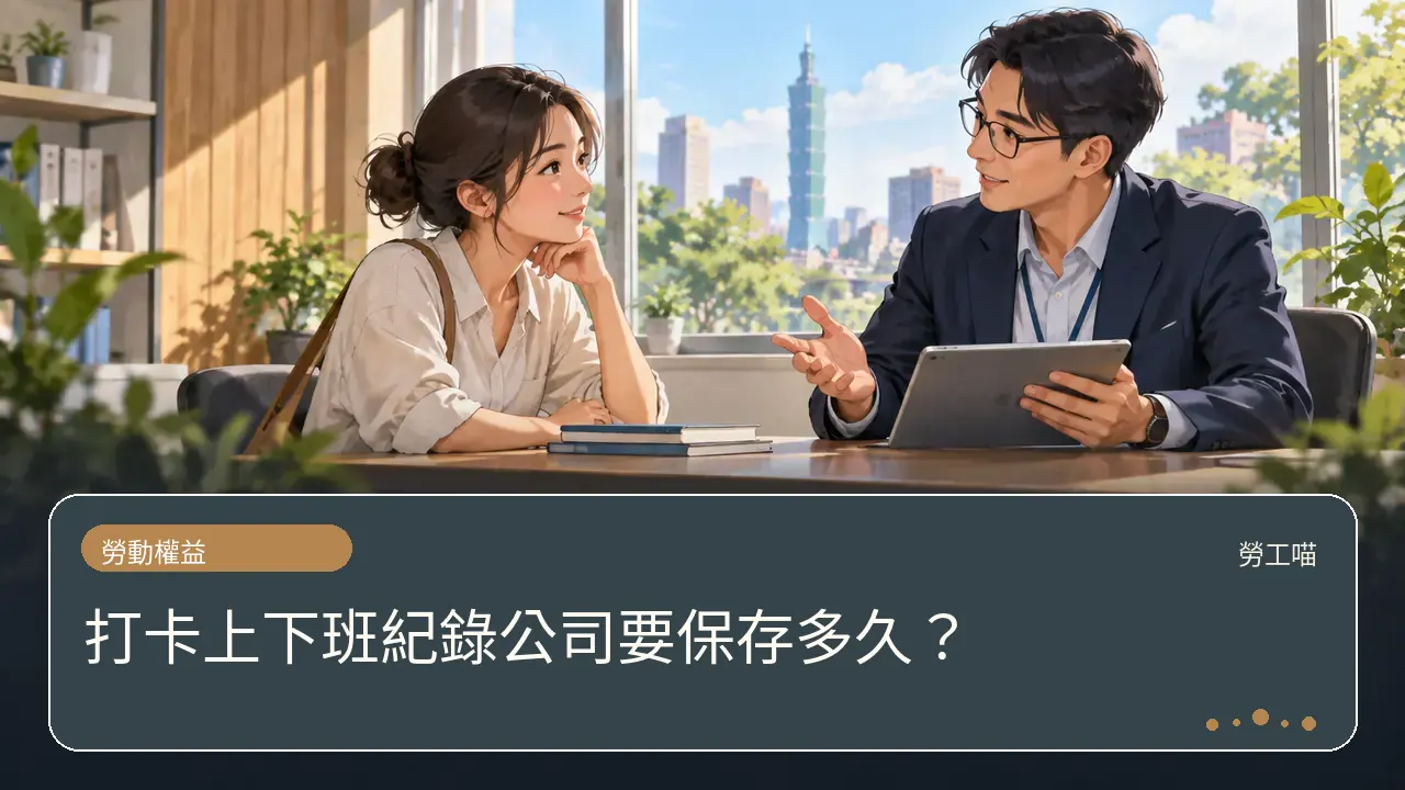 打卡上下班紀錄公司要保存多久?主題插畫