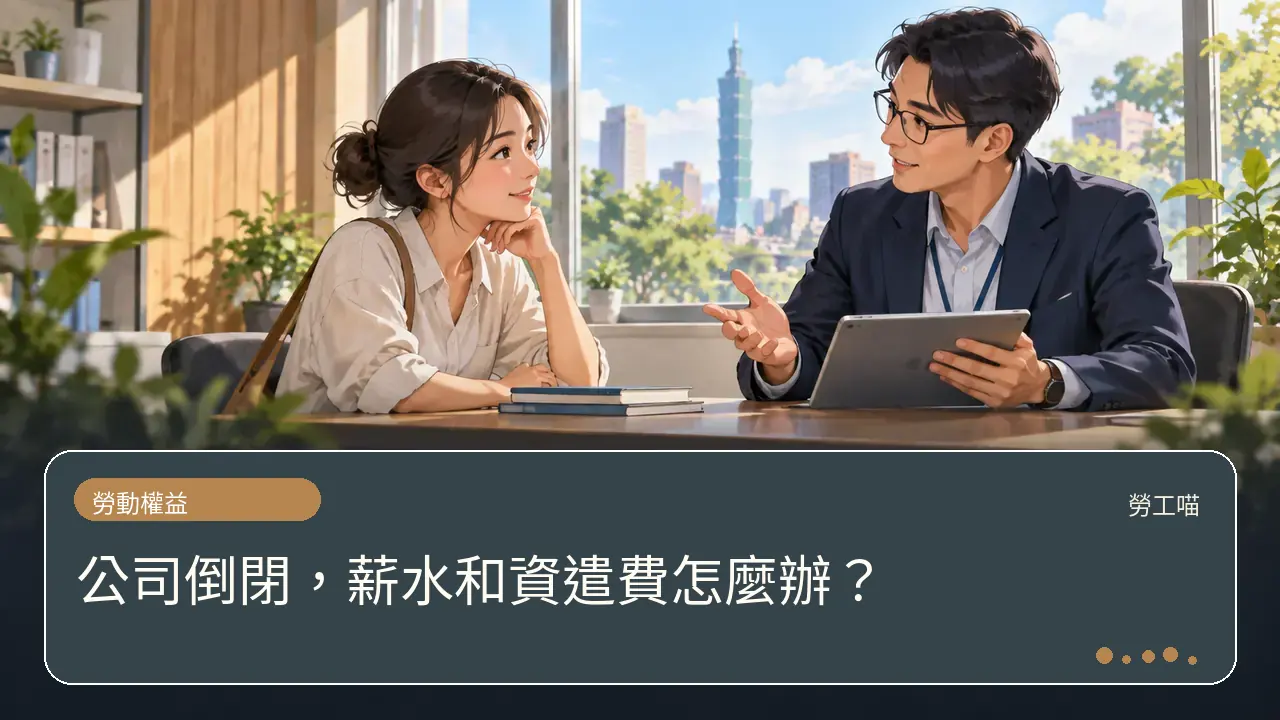 公司倒閉,薪水和資遣費怎麼辦?主題插畫