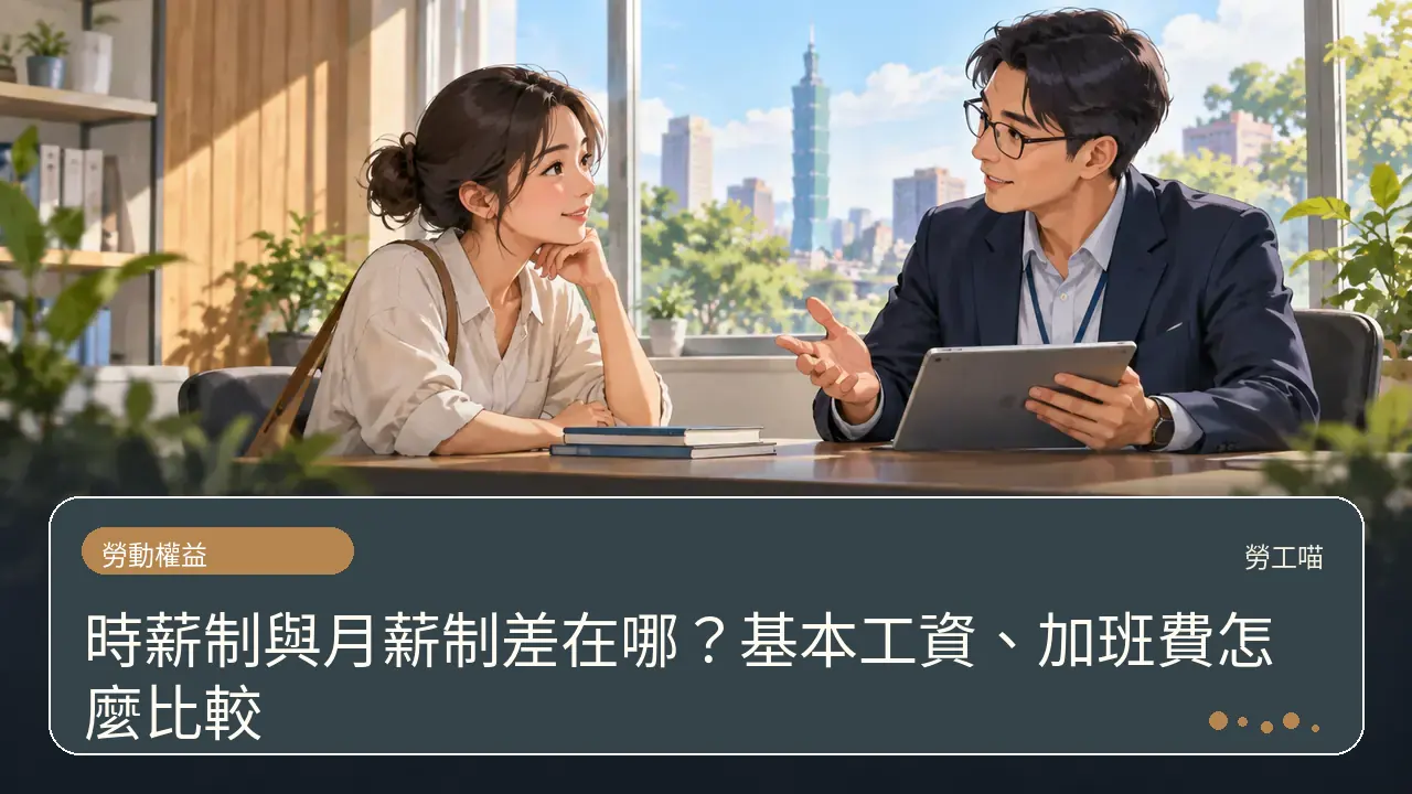 時薪制與月薪制差在哪？基本工資、加班費怎麼比較主題插畫