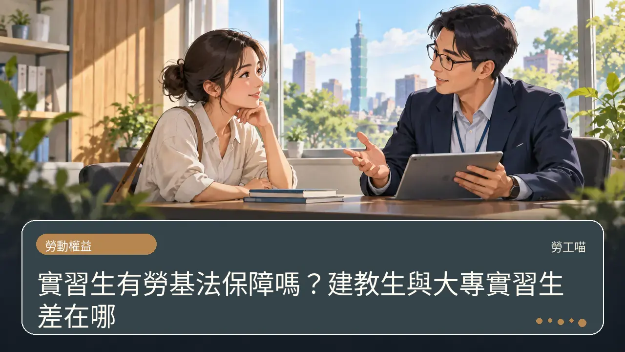 實習生有勞基法保障嗎?建教生與大專實習生差在哪主題插畫