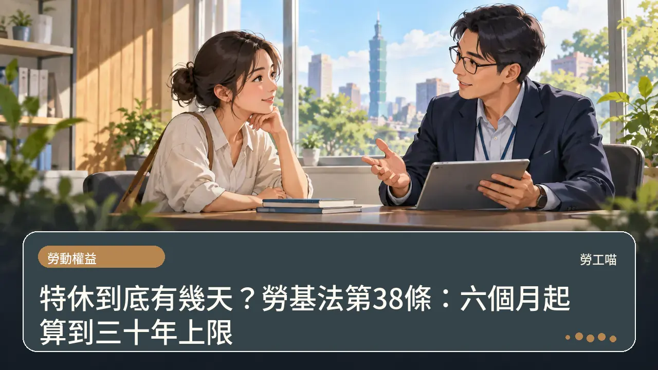 特休到底有幾天?勞基法第38條:六個月起算到三十年上限主題插畫