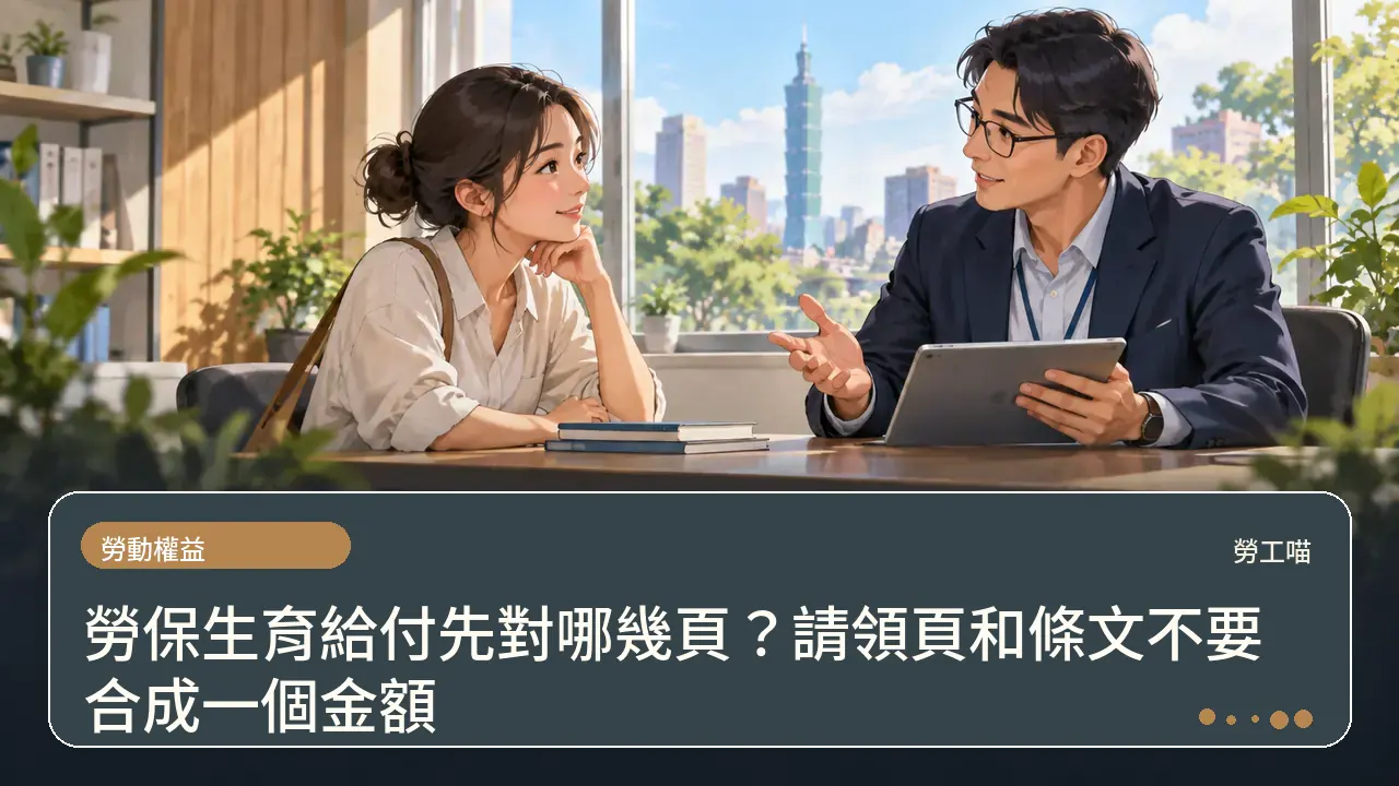 勞保生育給付先對哪幾頁？請領頁和條文不要合成一個金額主題插畫