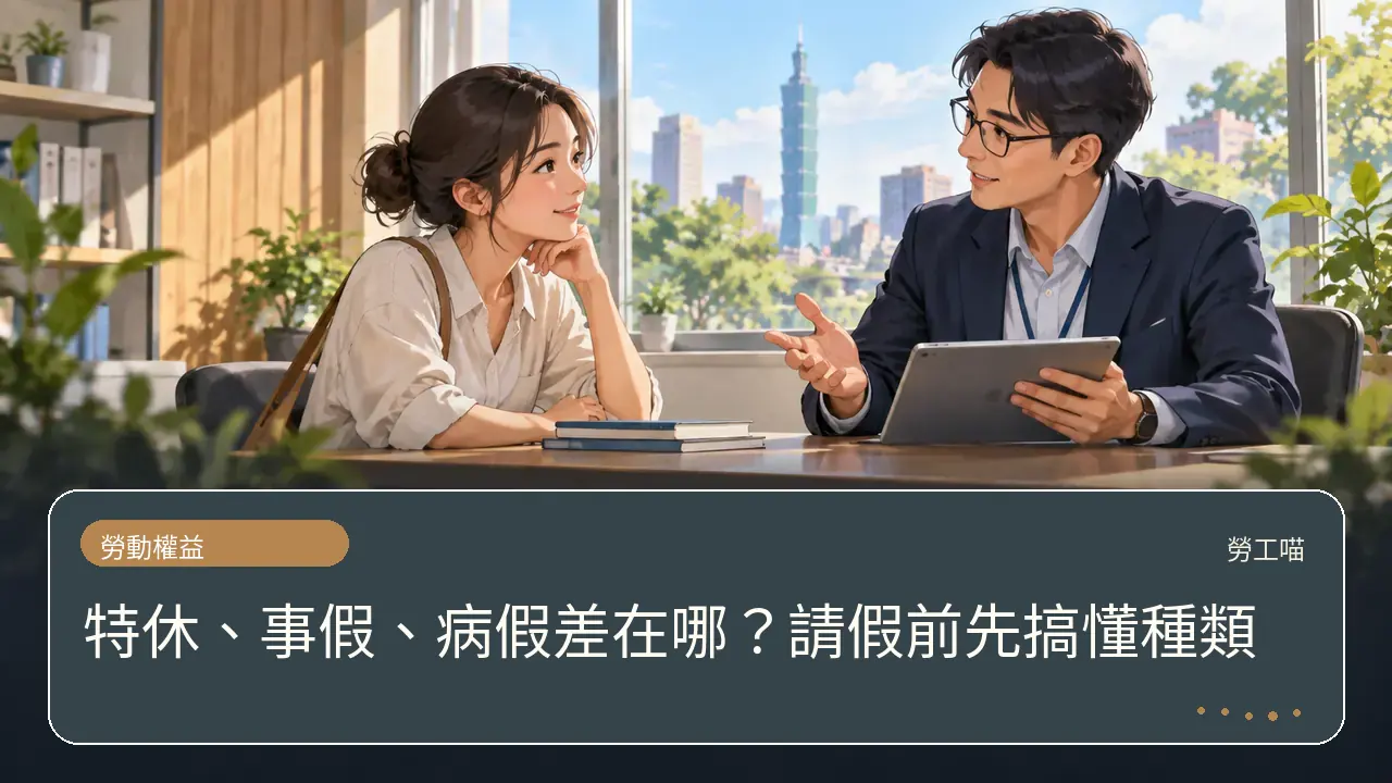 特休、事假、病假差在哪?請假前先搞懂種類主題插畫
