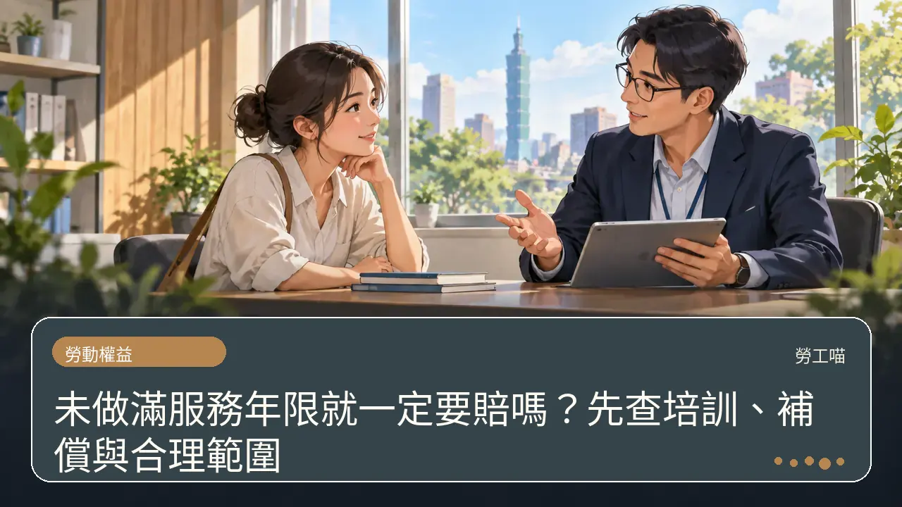 未做滿服務年限就一定要賠嗎?先查培訓、補償與合理範圍主題插畫