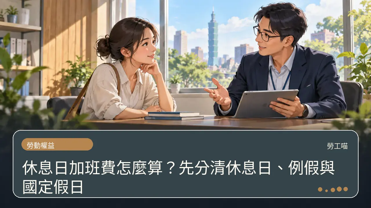 休息日加班費怎麼算?先分清休息日、例假與國定假日主題插畫