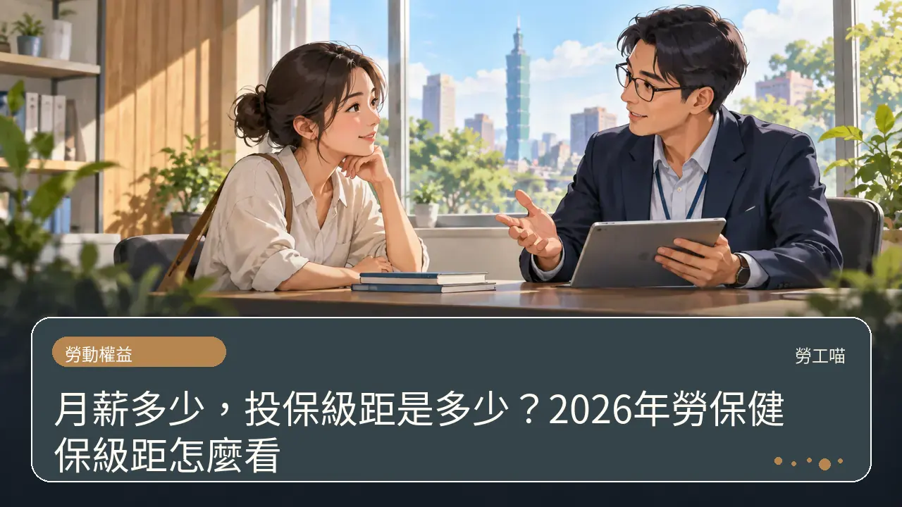 月薪多少,投保級距是多少?2026年勞保健保級距怎麼看主題插畫