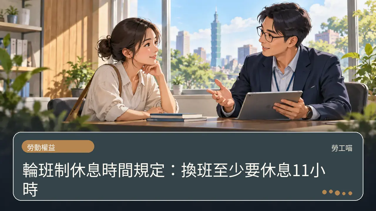 輪班制休息時間規定：換班至少要休息11小時主題插畫