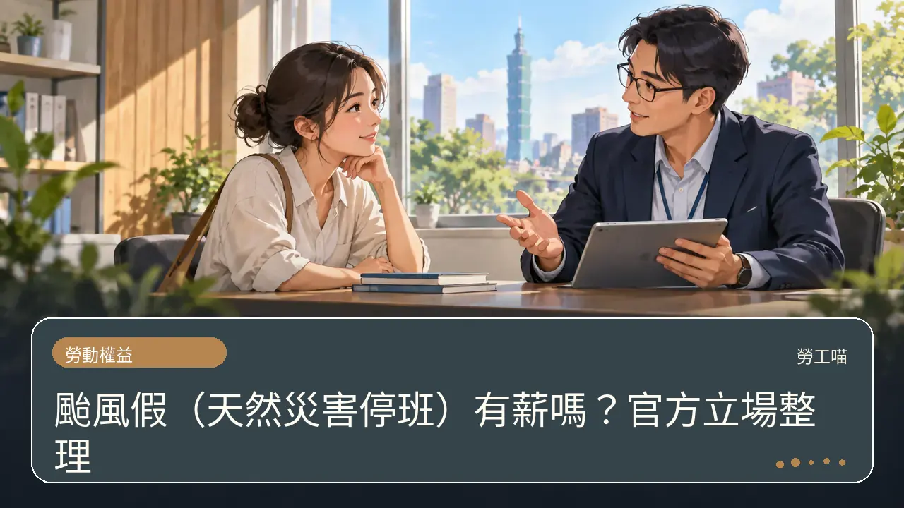 颱風假(天然災害停班)有薪嗎?官方立場整理主題插畫