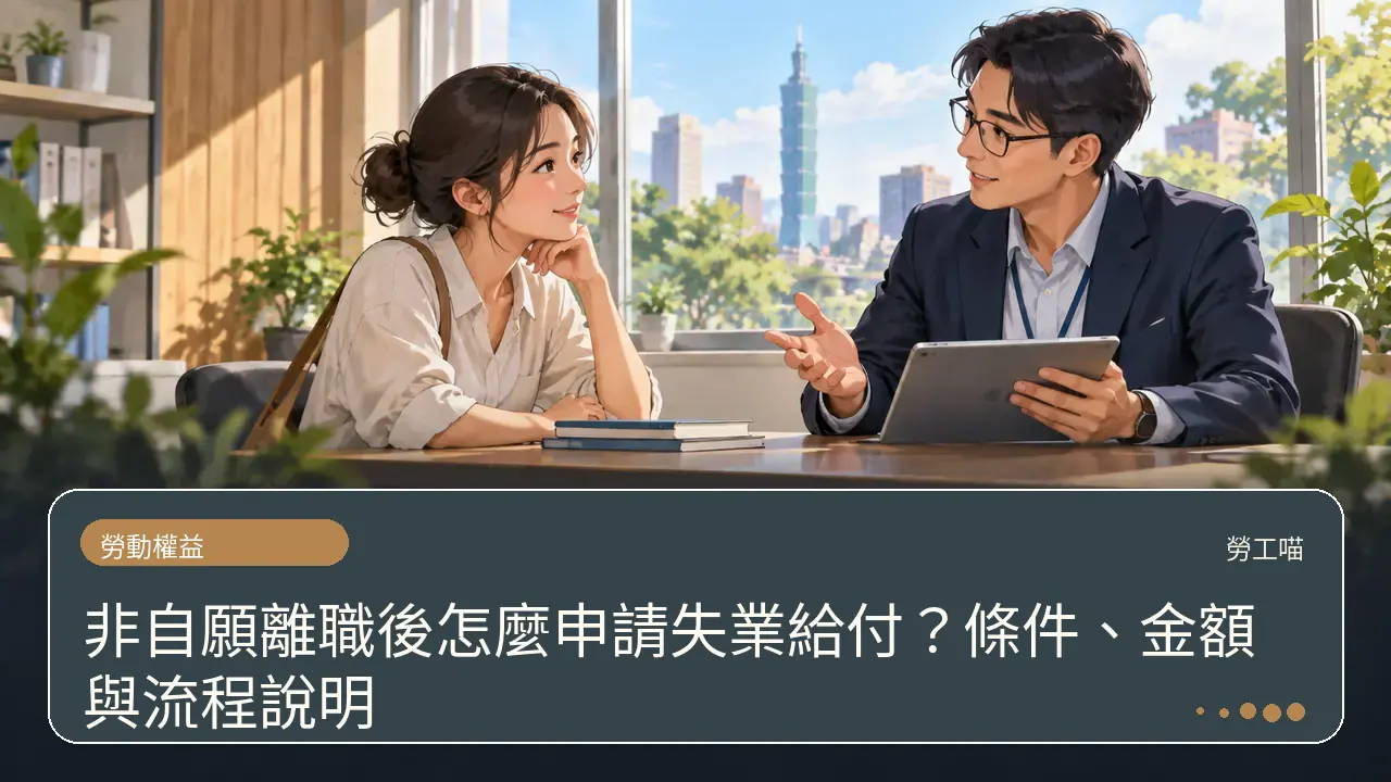 非自願離職後怎麼申請失業給付？條件、金額與流程說明主題插畫
